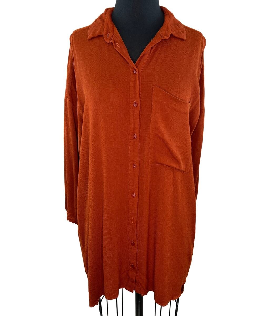 ASOS Orange 3/4 Sleeve Button-Down Collared Neckline Women's Tunic Top Size 4